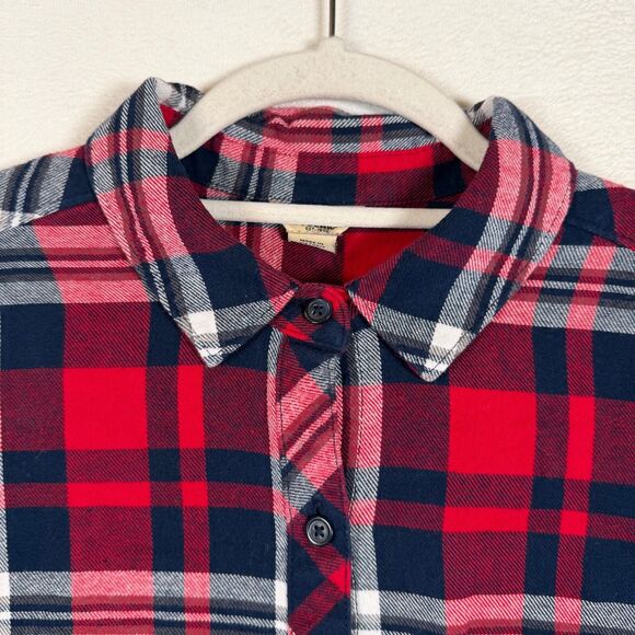 Woolrich Women’s Plaid Flannel Shirt Size Large Red Blue White Cotton - Picture 7 of 12